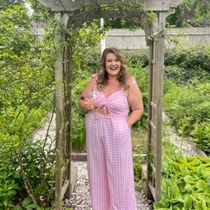 Pink Gingham romper - Eloquii